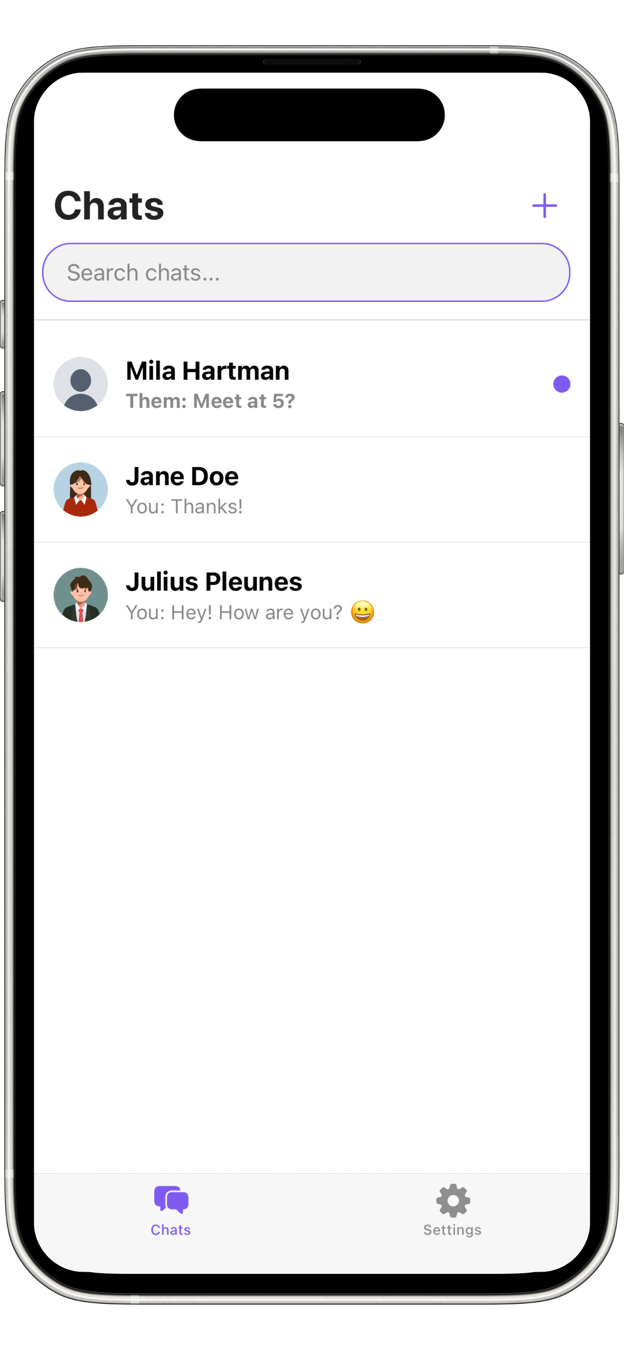 Sumi chat list interface showing conversations